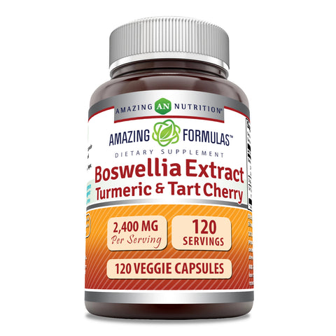 Image of Amazing Formulas Boswellia Extract, Turmeric & Tart Cherry | 2400 Mg | 120 Veggie Capsules