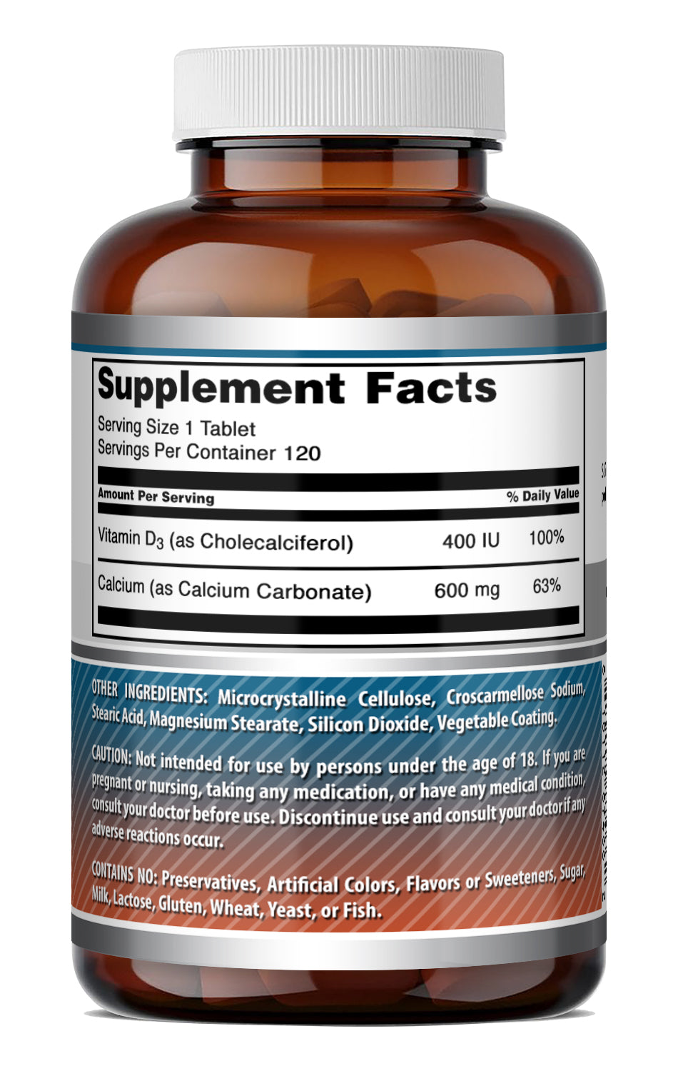 Amazing Formulas Calcium 400 IU with Vitamin D3 600 Mg | 120 Tablets