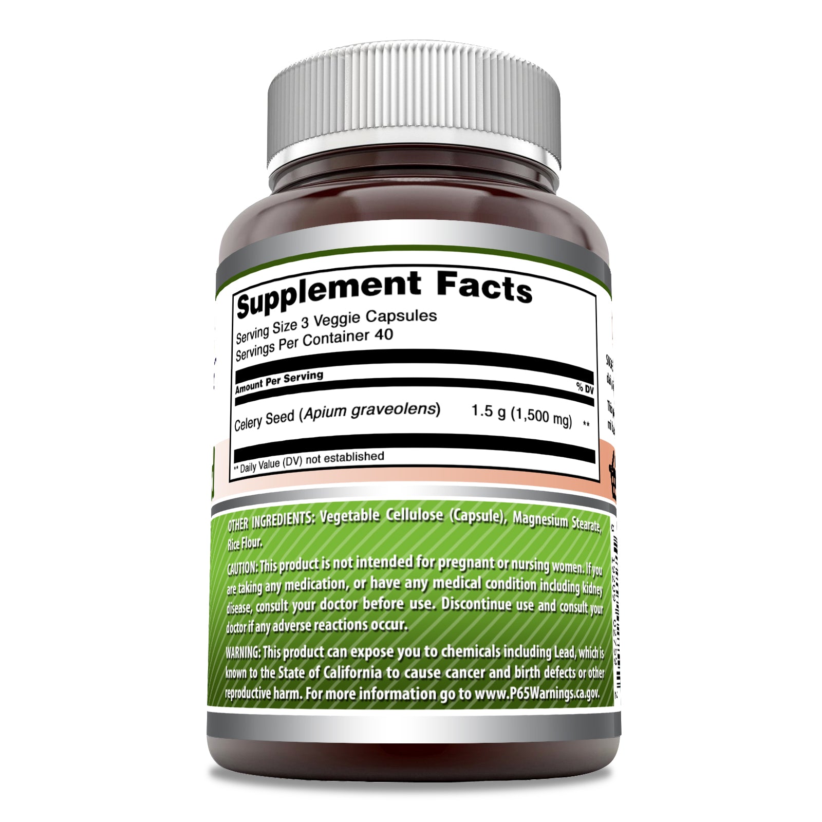 Amazing Formulas Celery Seed | 1500 Mg Per Serving | 120 Veggie Capsules