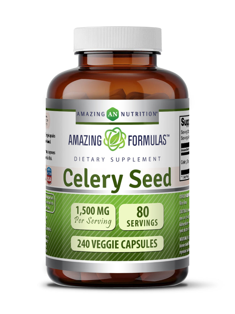 Amazing Formulas Celery Seed Extract (Apium graveolens) 1500 Mg per Serving | 240 Veggie Capsules