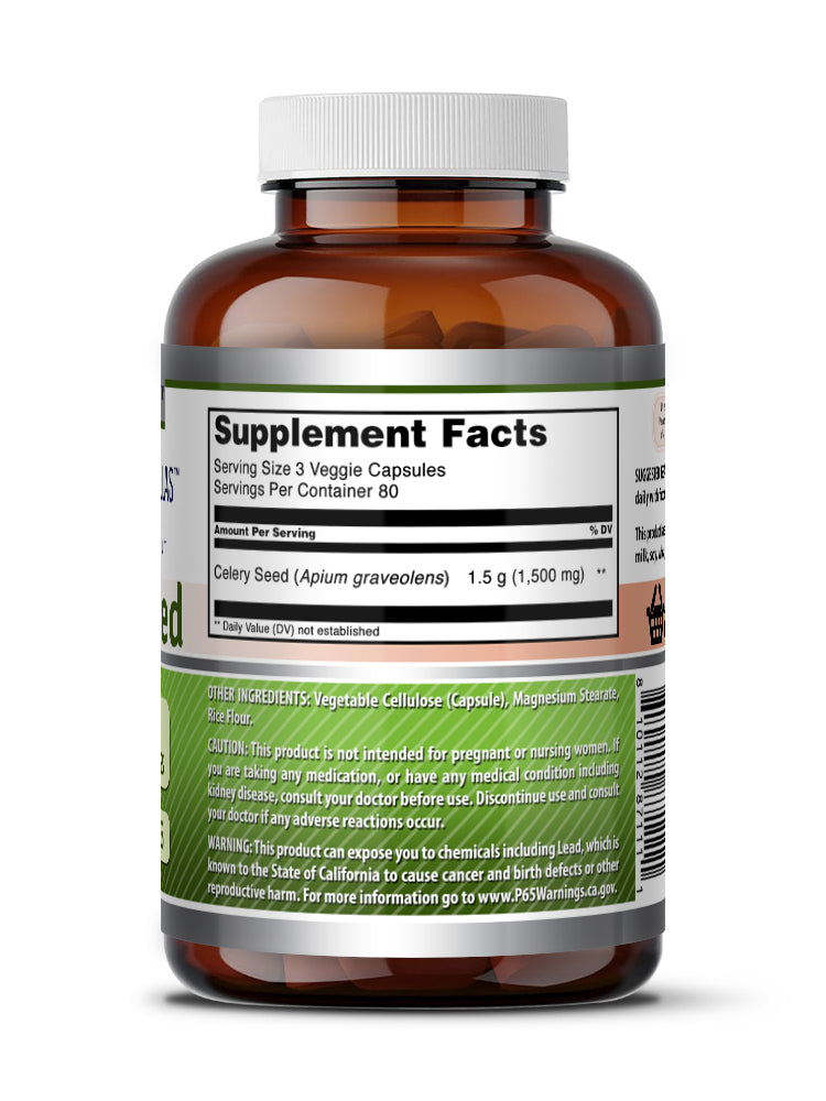Amazing Formulas Celery Seed Extract (Apium graveolens) 1500 Mg per Serving | 240 Veggie Capsules