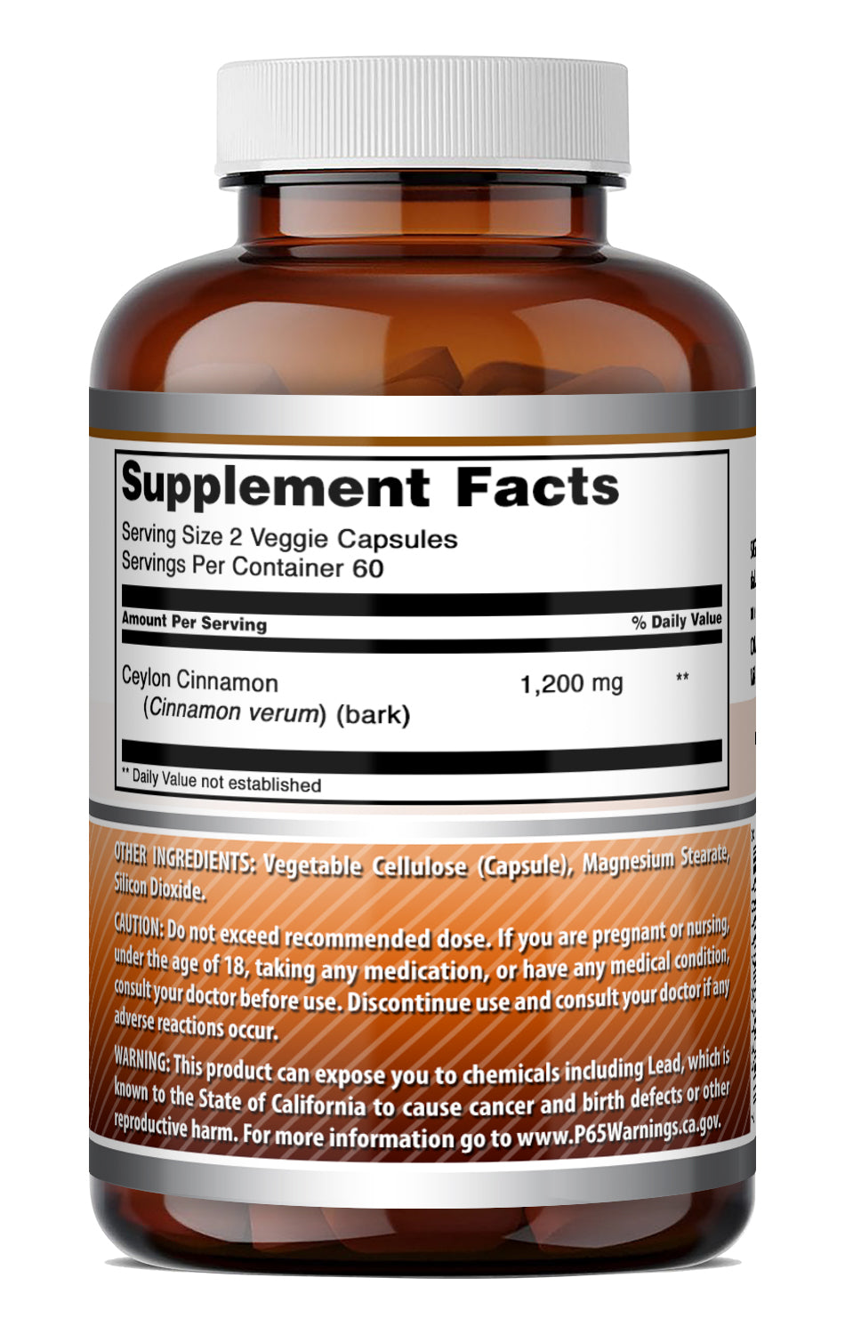 Amazing Formulas Ceylon Cinnamon 1200 Mg per Serving | 120 Veggie Capsules