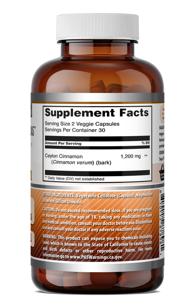Amazing Formulas Ceylon Cinnamon 1200 Mg per Serving | 60 Veggie Capsules