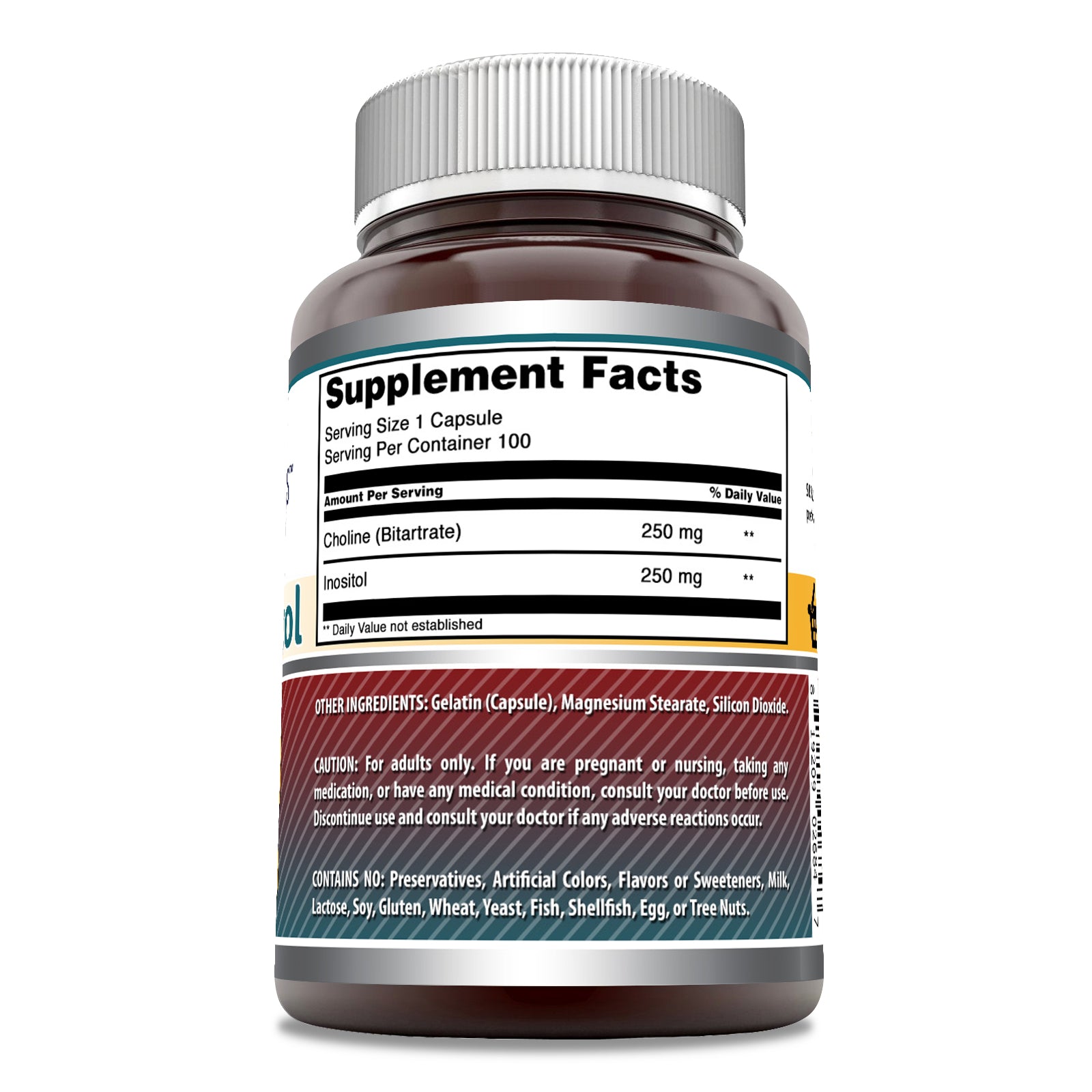 Amazing Formulas Choline Inositol | 500 Mg | 100 Capsules
