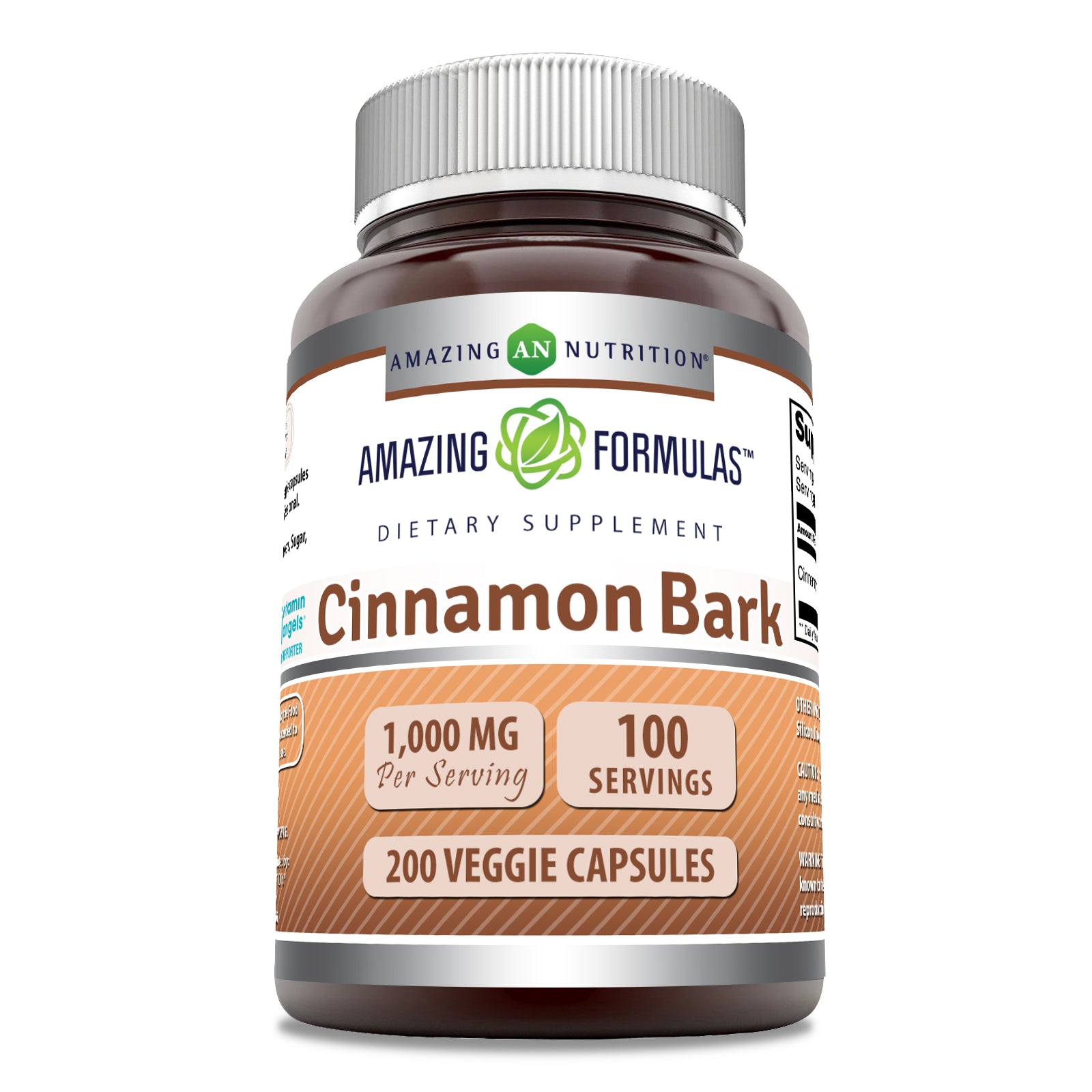 Amazing Formulas Cinnamon Bark | 1000 Mg per Serving | 200 Veggie Capsules