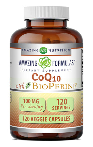 Amazing Formulas CoQ10 (Coenzyme Q10) with BioPerine 100 Mg | 120 Veggie Capsules