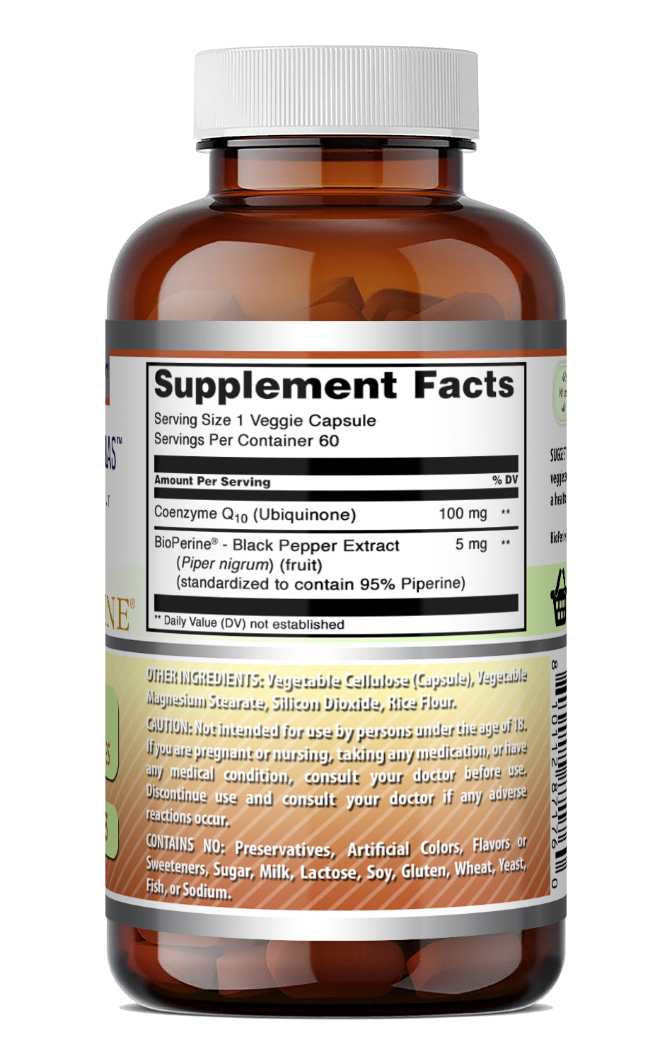 Amazing Formulas CoQ10 (Coenzyme Q10) with BioPerine 100 Mg | 60 Veggie Capsules