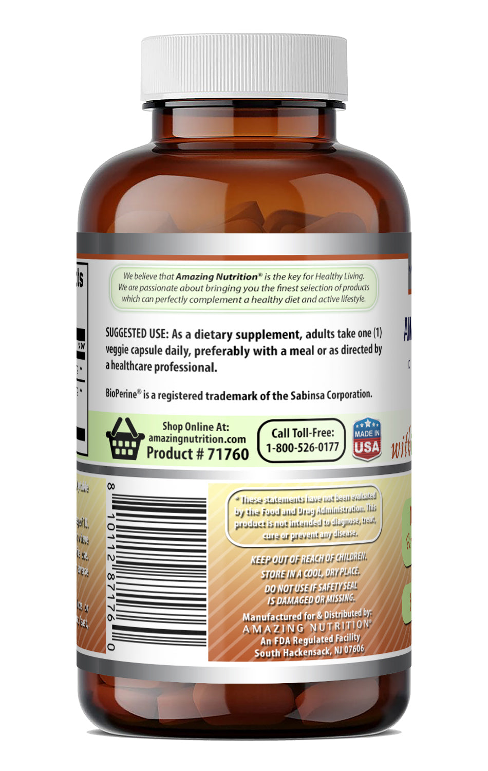 Amazing Formulas CoQ10 (Coenzyme Q10) with BioPerine 100 Mg | 60 Veggie Capsules
