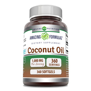 Amazing Formulas Coconut Oil | 1000 Mg | 360 Softgels