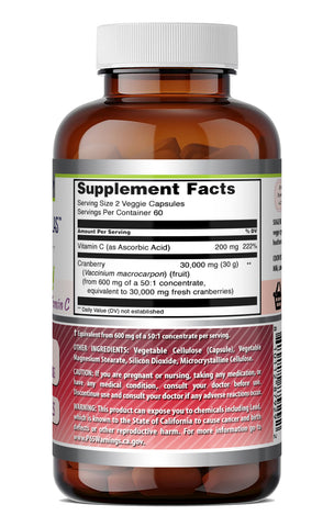 Image of Amazing Formulas Cranberry with Vitamin C 600 Mg of 50:1 Concentrate | Equivalent to 30,000 Mg | 120 Veggie Capsules