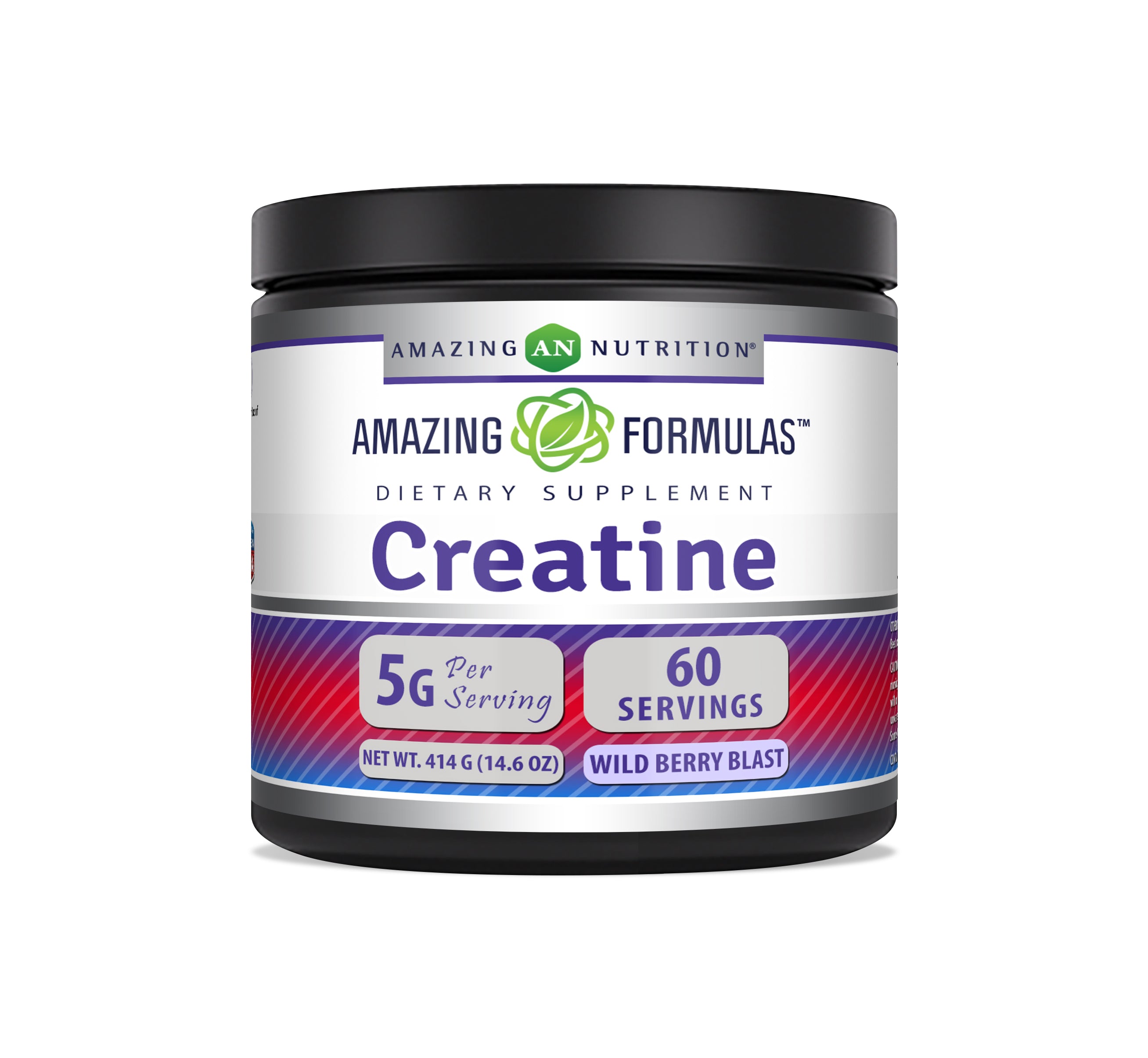 Amazing Formulas Creatine Monohydrate 5000 Mg WIld Berry Blast Flavor | 60 Servings | 414 Grams (14.6 Oz) | Pre & Post-Workout Powder Supplement