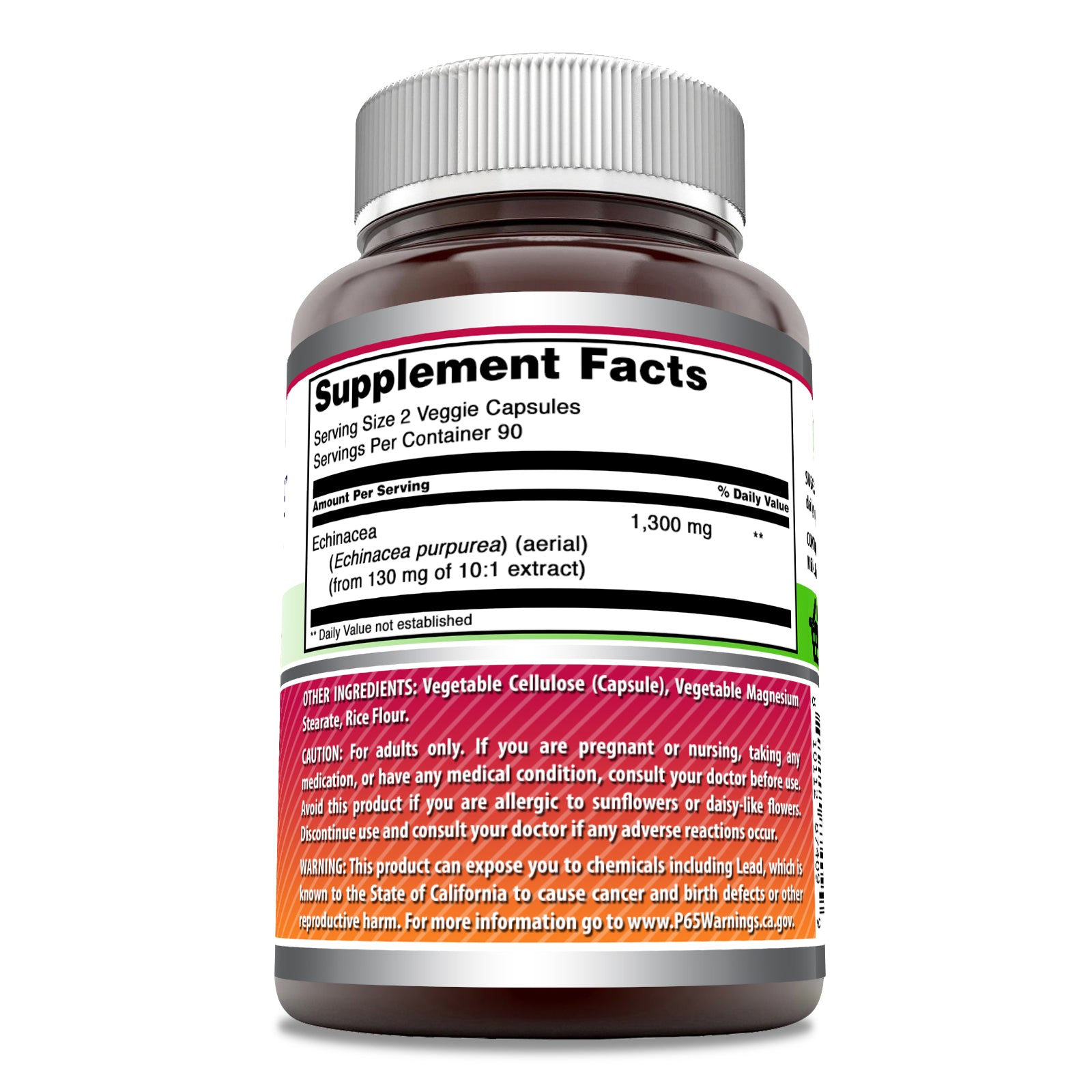 Amazing Formulas Echinacea | 1300 Mg Per Serving | 180 Veggie Capsules