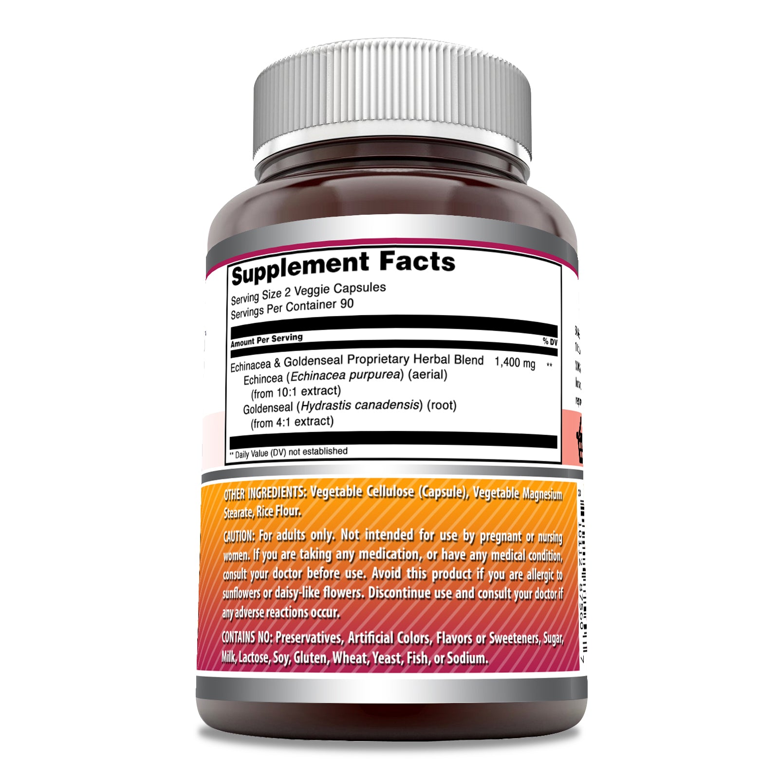 Amazing Formulas Echinacea & Goldenseal | 1400 Mg Per Serving | 180 Veggie Capsules