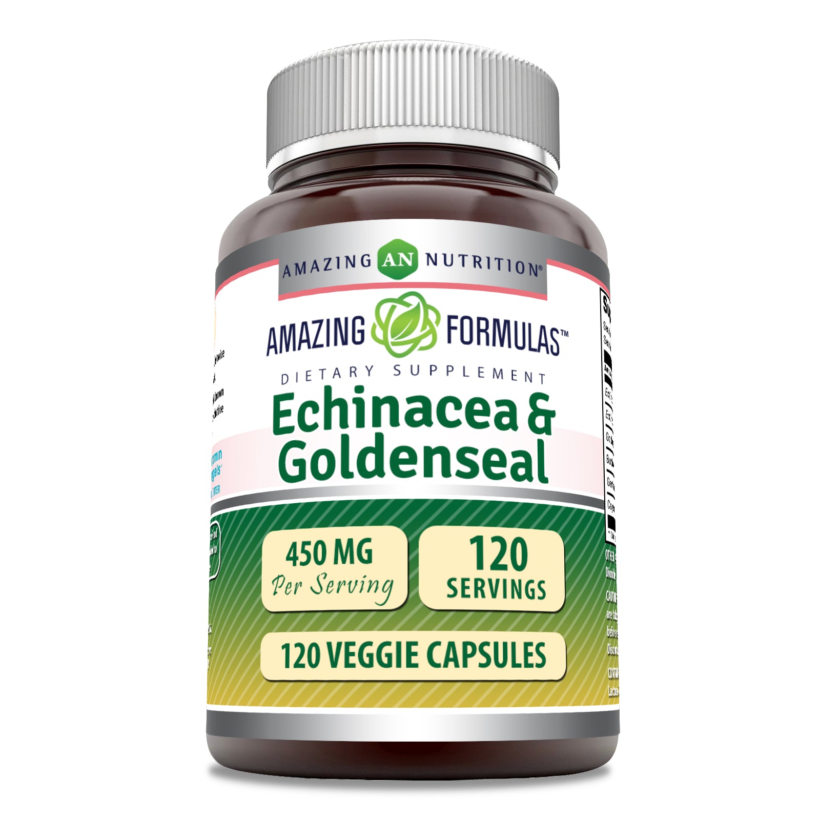 Amazing Formulas Echinacea Goldenseal Root| 450 Mg | 120 Veggie Capsules