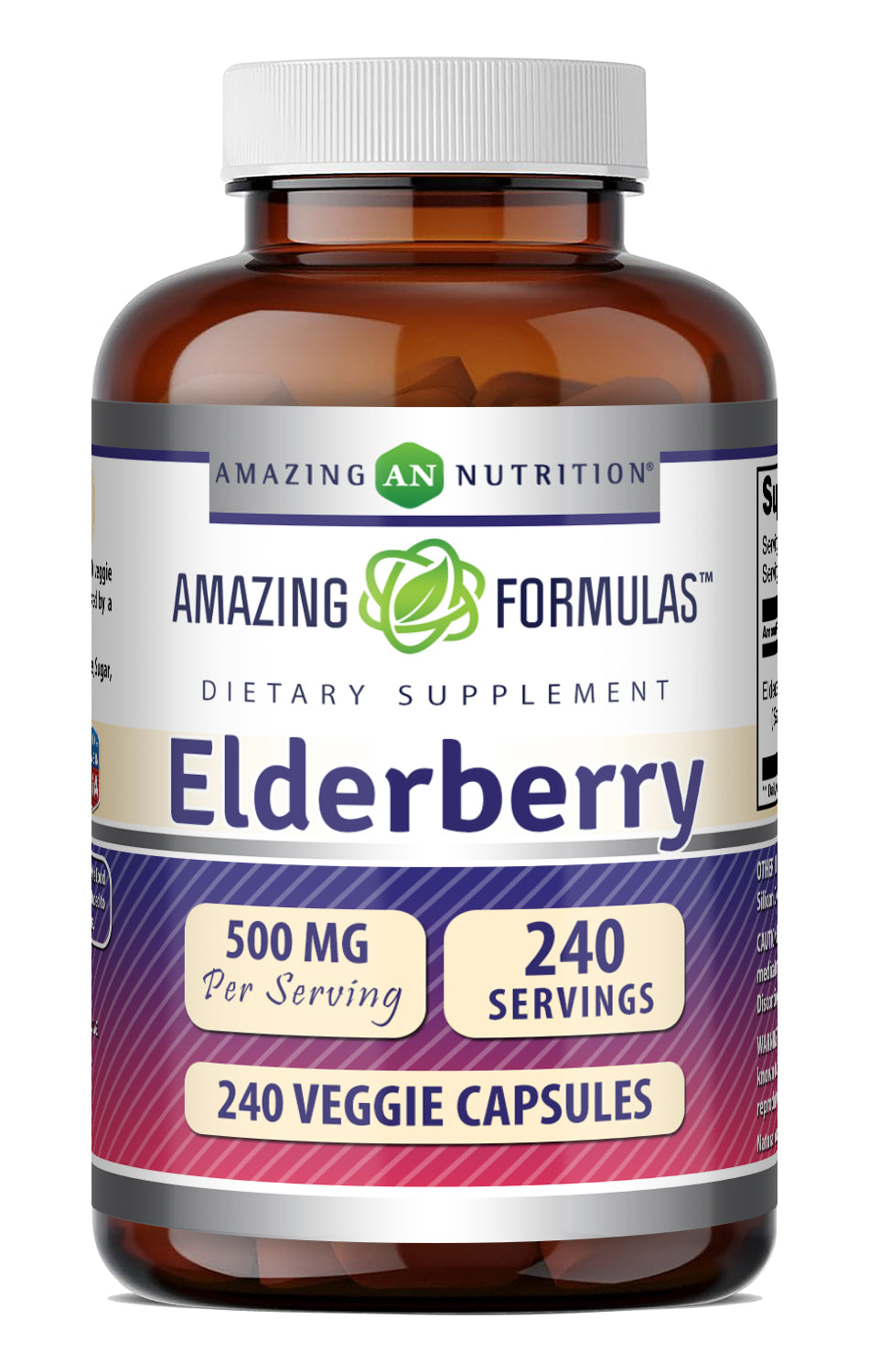 Amazing Formulas Elderberry 10:1 Concentrate | 500 Mg | 240 Veggie Capsules