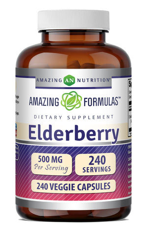 Amazing Formulas Elderberry 10:1 Concentrate | 500 Mg | 240 Veggie Capsules