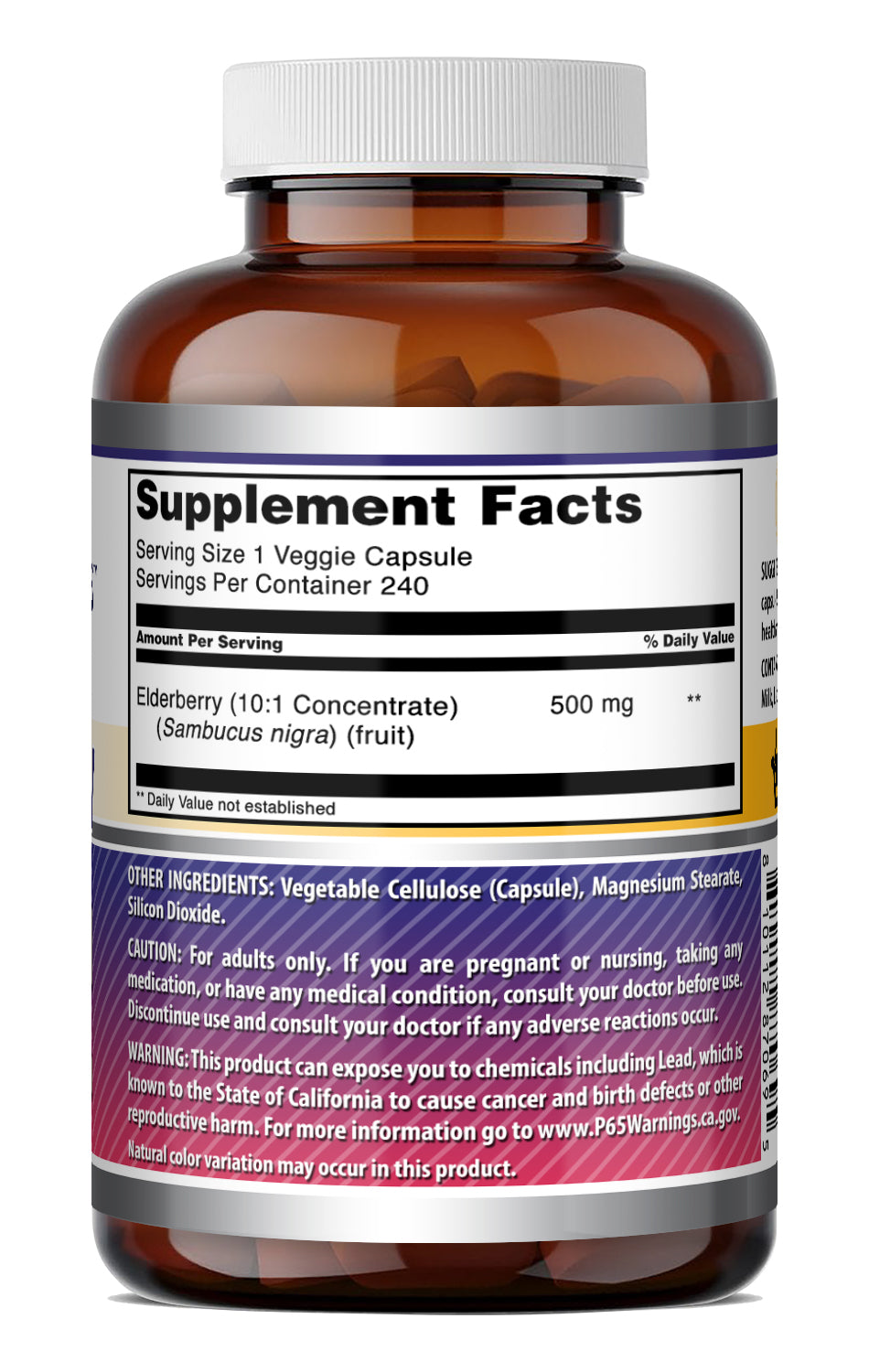 Amazing Formulas Elderberry 10:1 Concentrate | 500 Mg | 240 Veggie Capsules