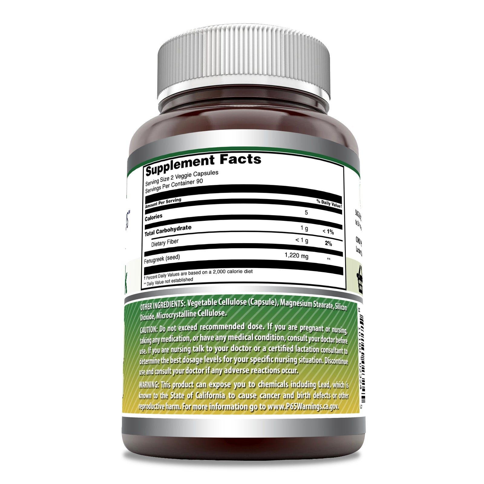 Amazing Formulas Fenugreek Seed | 1220 Mg Per Serving | 180 Veggie Capsules
