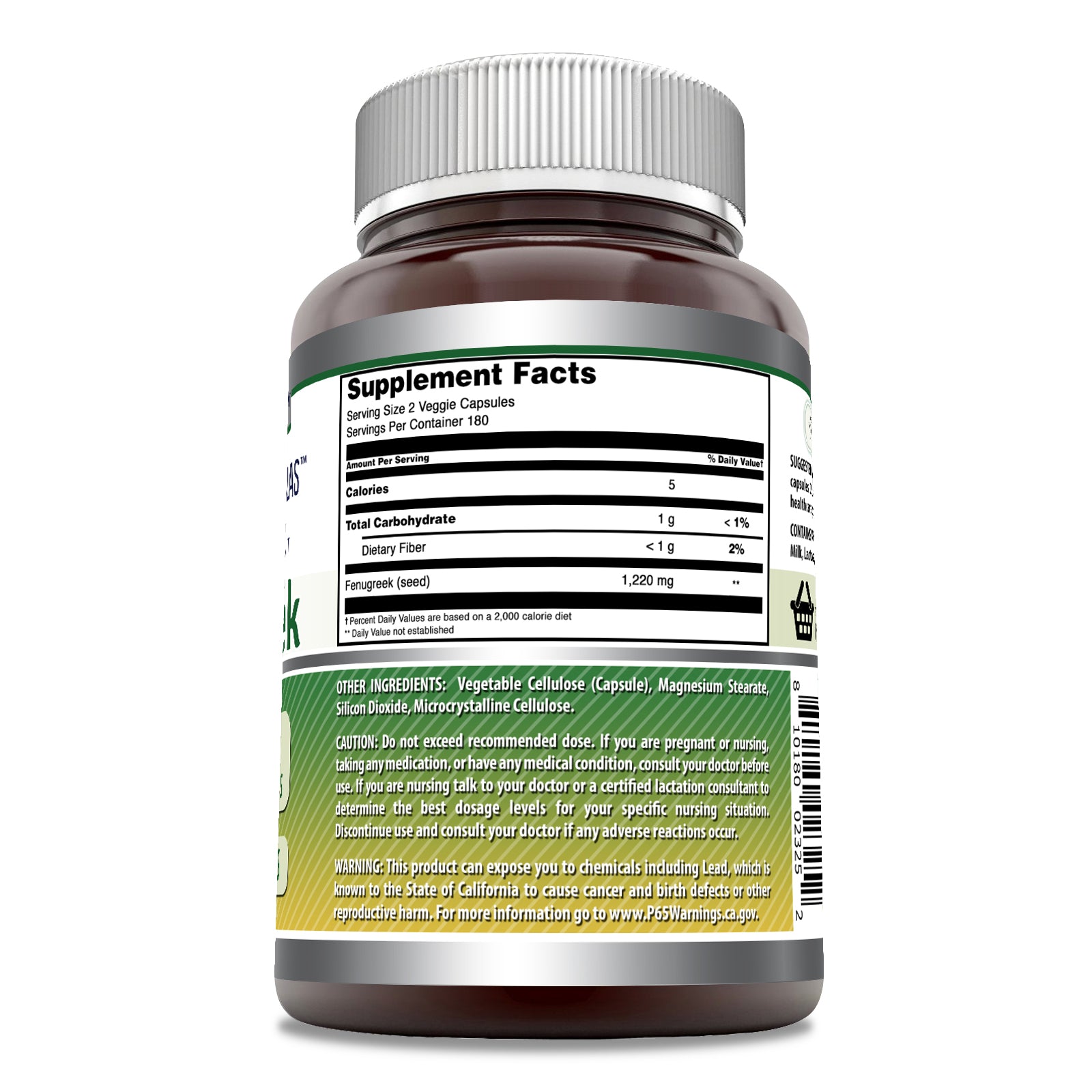 Amazing Formulas Fenugreek | 1220 Mg per Serving | 360 Veggie Capsules