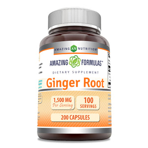 Amazing Formulas Ginger Root | 1500 mg Per Serving | 200 Capsules