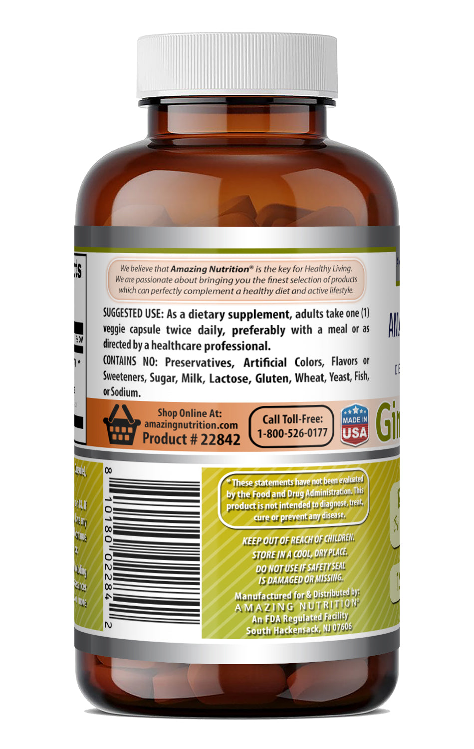 Amazing Formulas Ginkgo Biloba 120 Mg | Standardized to Contain 24% Ginkgo Flavone Glycosides | 120 Veggie Capsules