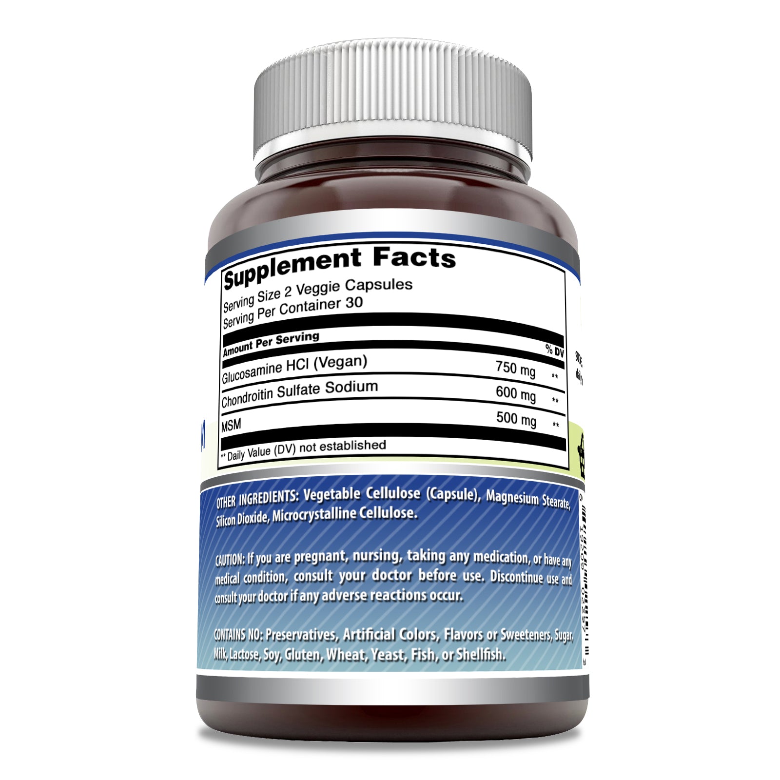 Amazing Formulas Glucosamine Chondroitin & MSM | 60 Veggie Capsule | Shellfish Free