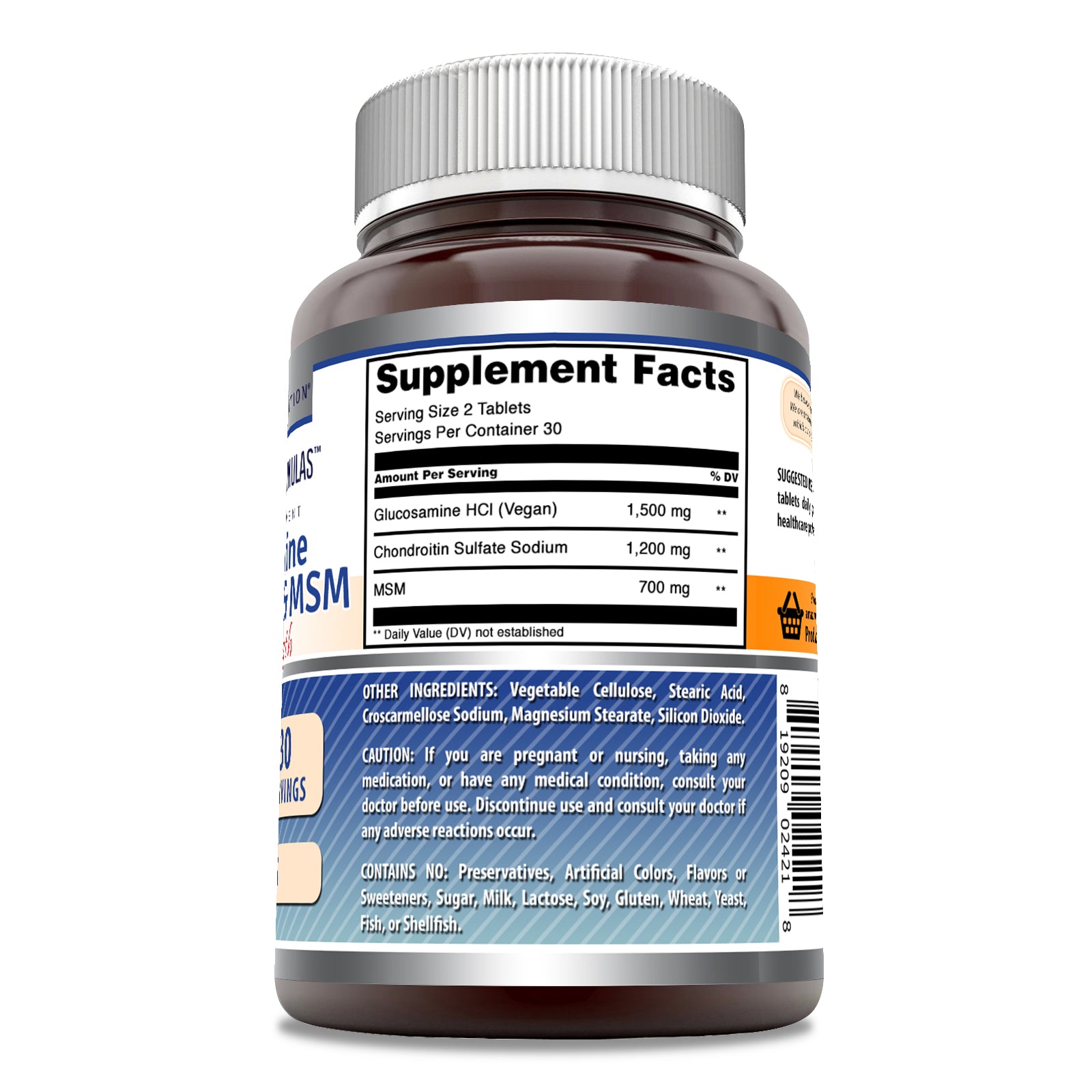 Amazing Formulas Glucosamine Chondroitin MSM | Triple Strength | 60 Tablets | Shellfish Free