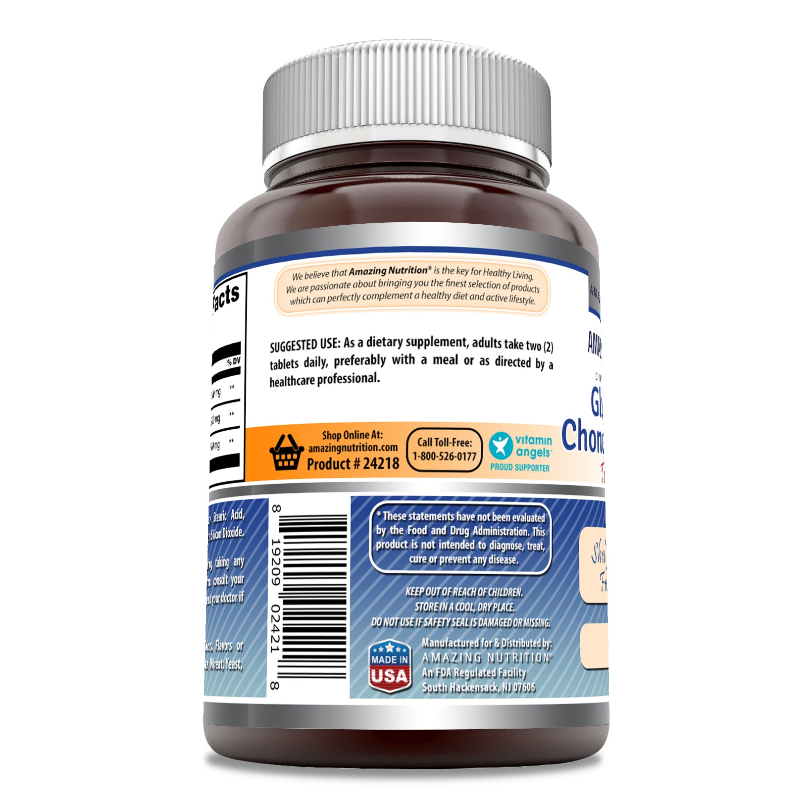 Amazing Formulas Glucosamine Chondroitin MSM | Triple Strength | 60 Tablets | Shellfish Free