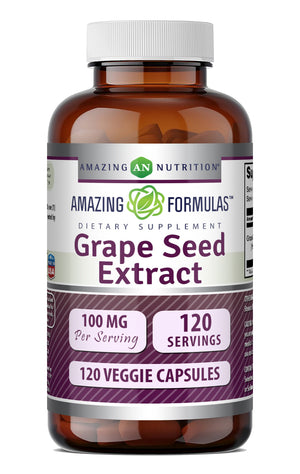 Amazing Formulas Grape Seed Extract 100 Mg | 120 Veggie Capsules