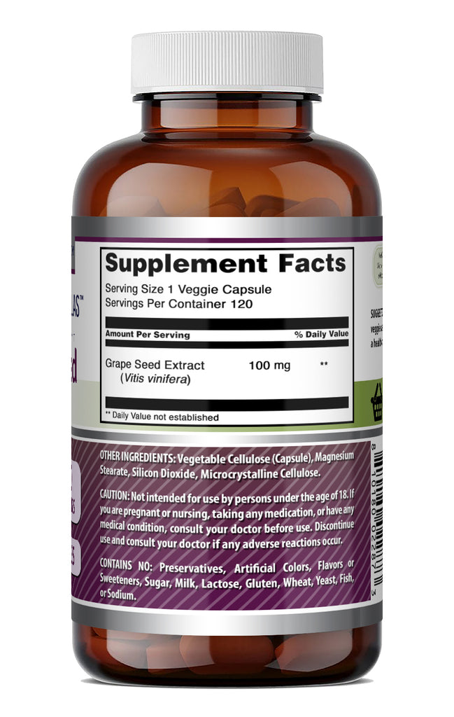 Amazing Formulas Grape Seed Extract 100 Mg | 120 Veggie Capsules