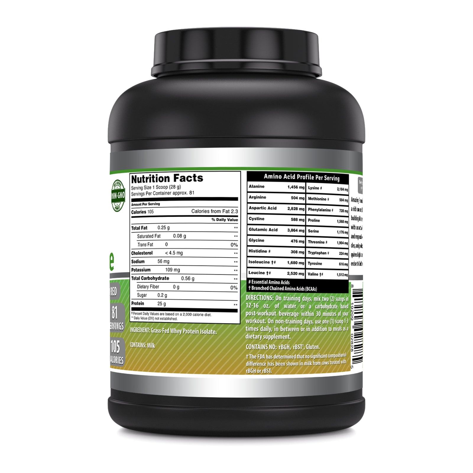 Amazing Formulas Grass-Fed Whey Protein Isolate | Unflavored | 5 Lbs