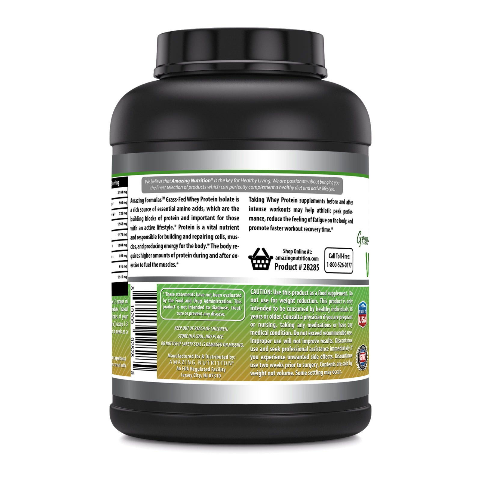 Amazing Formulas Grass-Fed Whey Protein Isolate | Unflavored | 5 Lbs