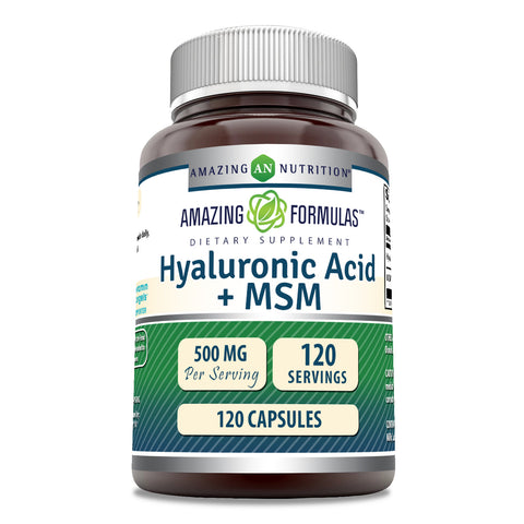 Image of Amazing Formulas Hyaluronic Acid & MSM | 500 Mg | 120 Capsules