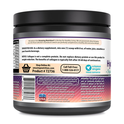 Image of Amazing Formulas Hydrolyzed Collagen + Hyaluronic Acid, Biotin, Vitamin C & E | 30 Servings Powder