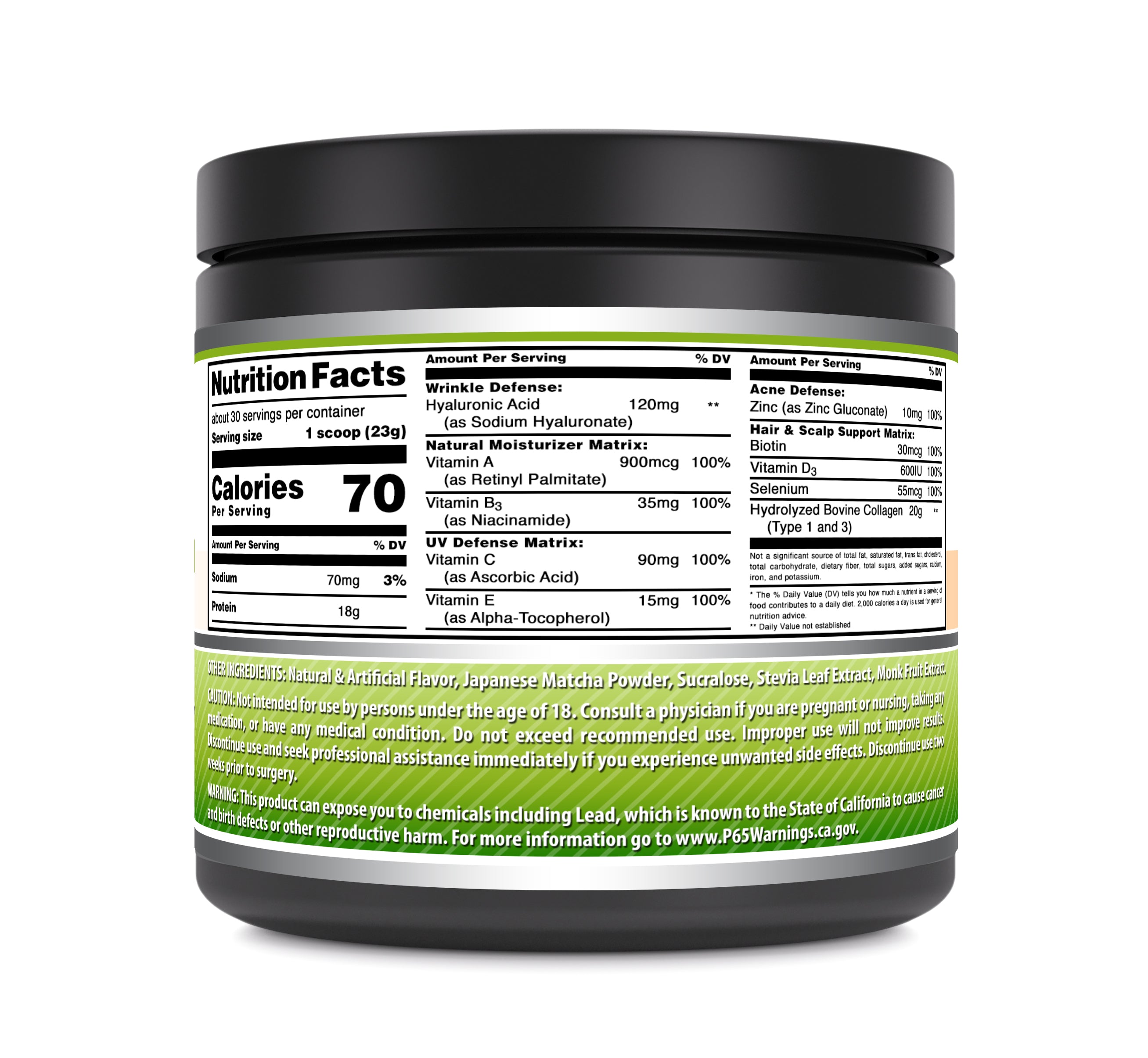 Amazing Formulas Hydrolyzed Collagen, Hyaluronic Acid & Multivitamins | 30 Servings Powder | Matcha Flavor
