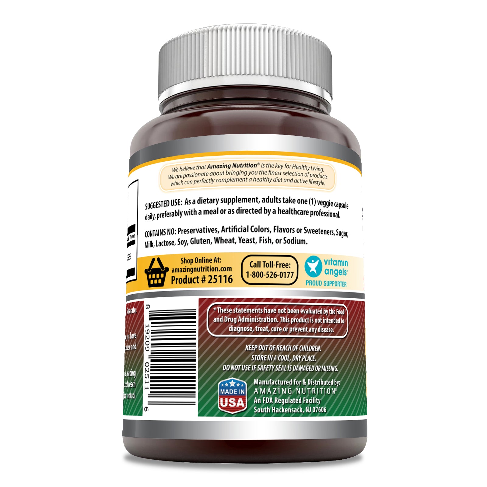 Amazing Formulas Iron as Iron Bisglycinate | 25 Mg | 180 Veggie Capsules