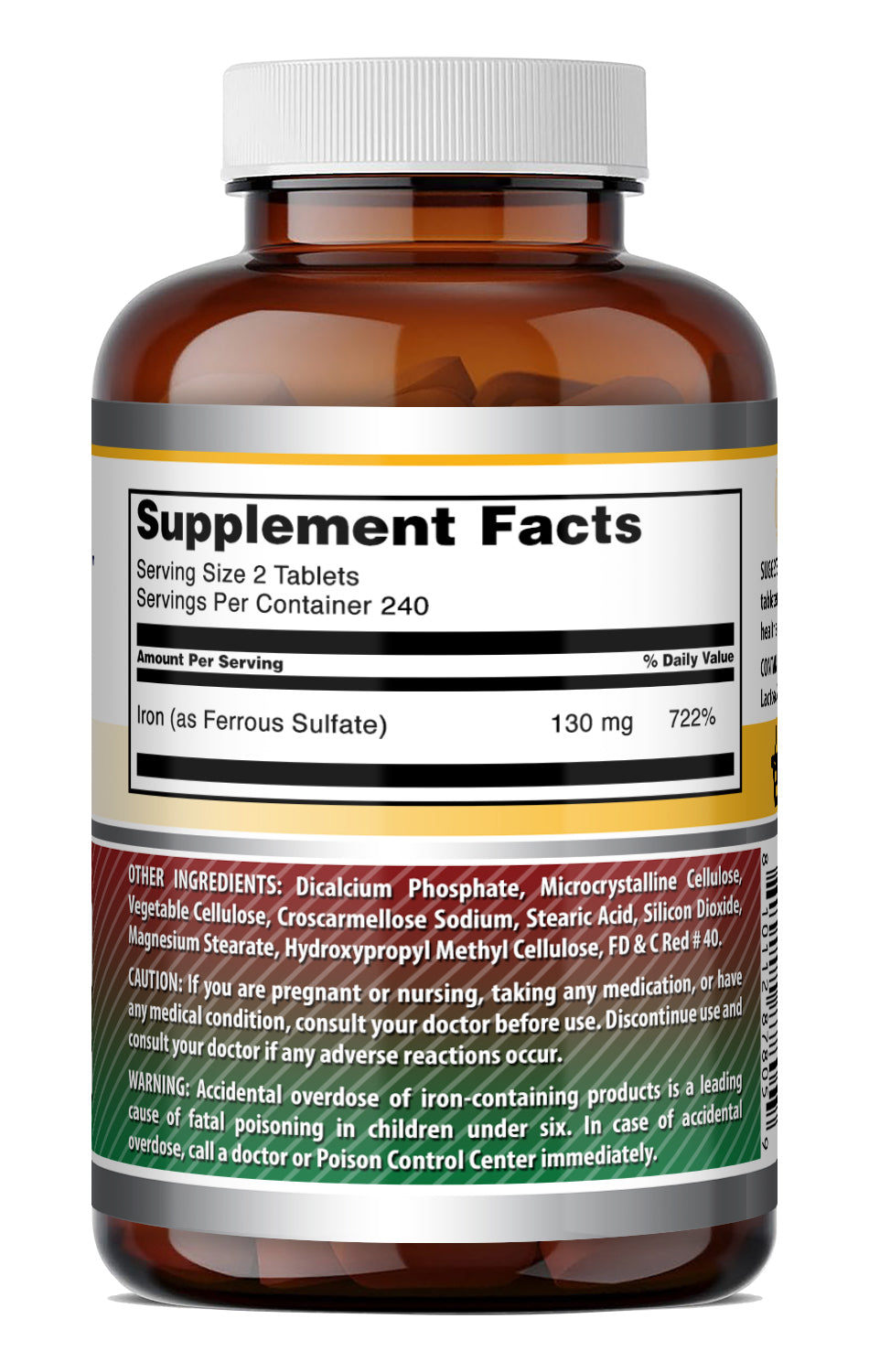 Amazing Formulas Iron (as Ferrous Sulfate) 130 Mg per Serving | 480 Tablets