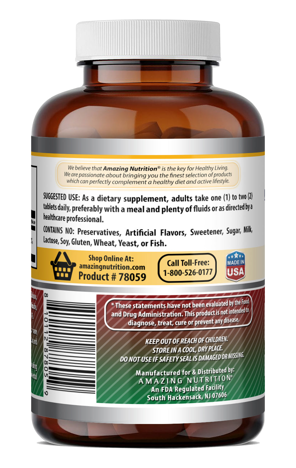 Amazing Formulas Iron (as Ferrous Sulfate) 130 Mg per Serving | 480 Tablets
