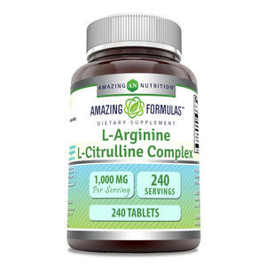 Amazing Formulas L-Arginine L-Citrulline Complex | 1000 Mg | 240 Tablets