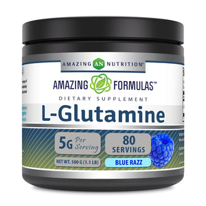 Amazing Formulas L-Glutamine | 80 Servings | 5 Grams Per Serving | Blue Raspberry