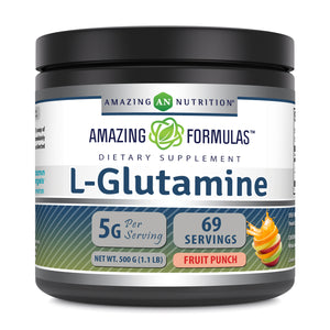 Amazing Formulas L-Glutamine | 69 Servings | 5 Grams Per Serving | Fruit Punch Flavor