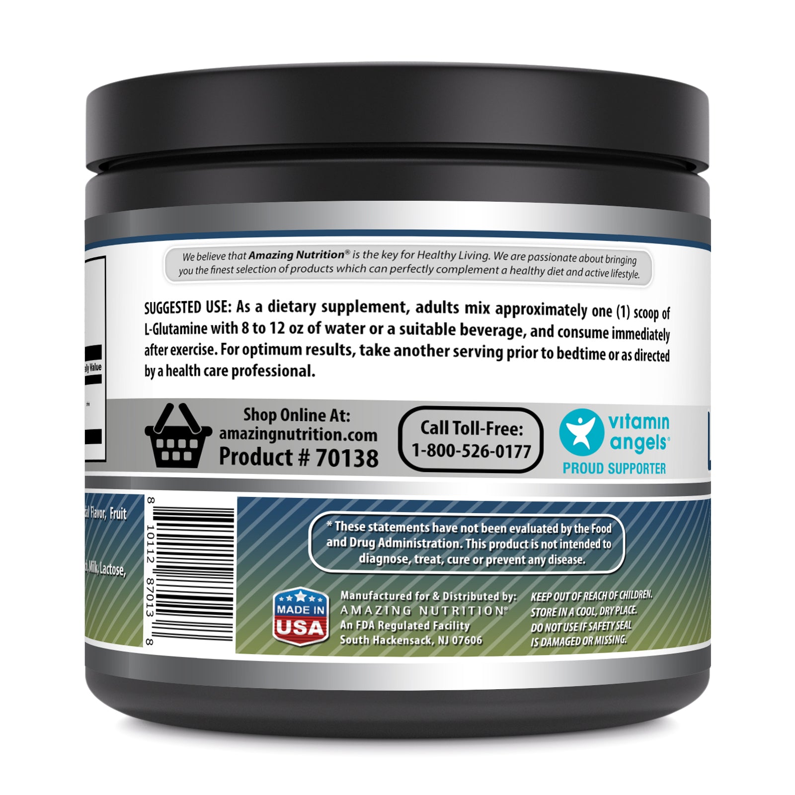 Amazing Formulas L-Glutamine | 69 Servings | 5 Grams Per Serving | Fruit Punch Flavor