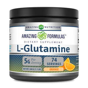 Amazing Formulas L-Glutamine | 74 Servings | 5 Grams Per Serving | Orange Flavor