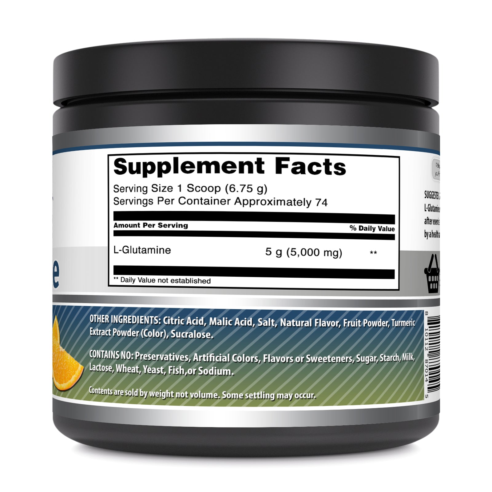 Amazing Formulas L-Glutamine | 74 Servings | 5 Grams Per Serving | Orange Flavor