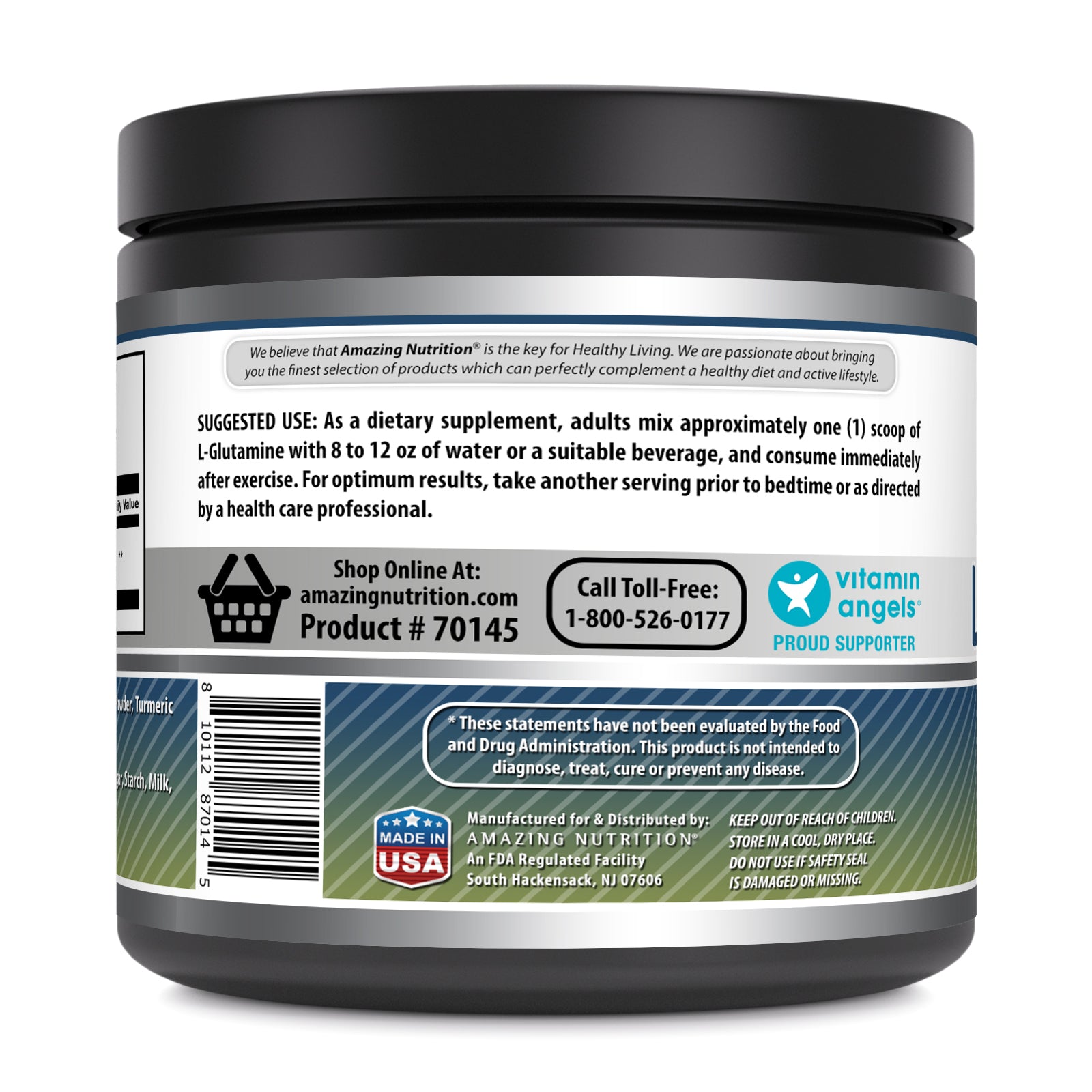Amazing Formulas L-Glutamine | 74 Servings | 5 Grams Per Serving | Orange Flavor