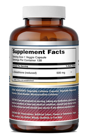 Image of Amazing Formulas L-Glutathione (Reduced) 500 Mg | 120 Veggie Capsules