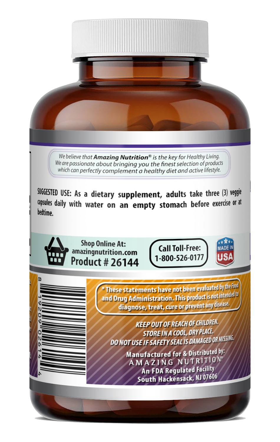 Amazing Formulas L-Ornithine 1500 Mg Per Serving | 120 Veggie Capsules