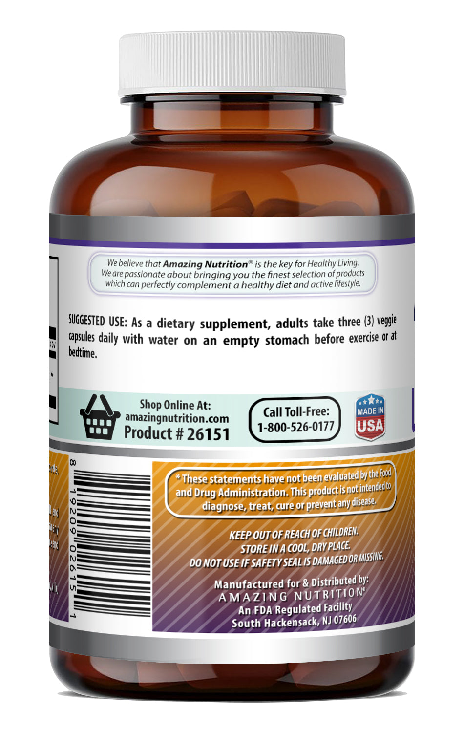 Amazing Formulas L-Ornithine 1500 Mg Per Serving | 250 Veggie Capsules