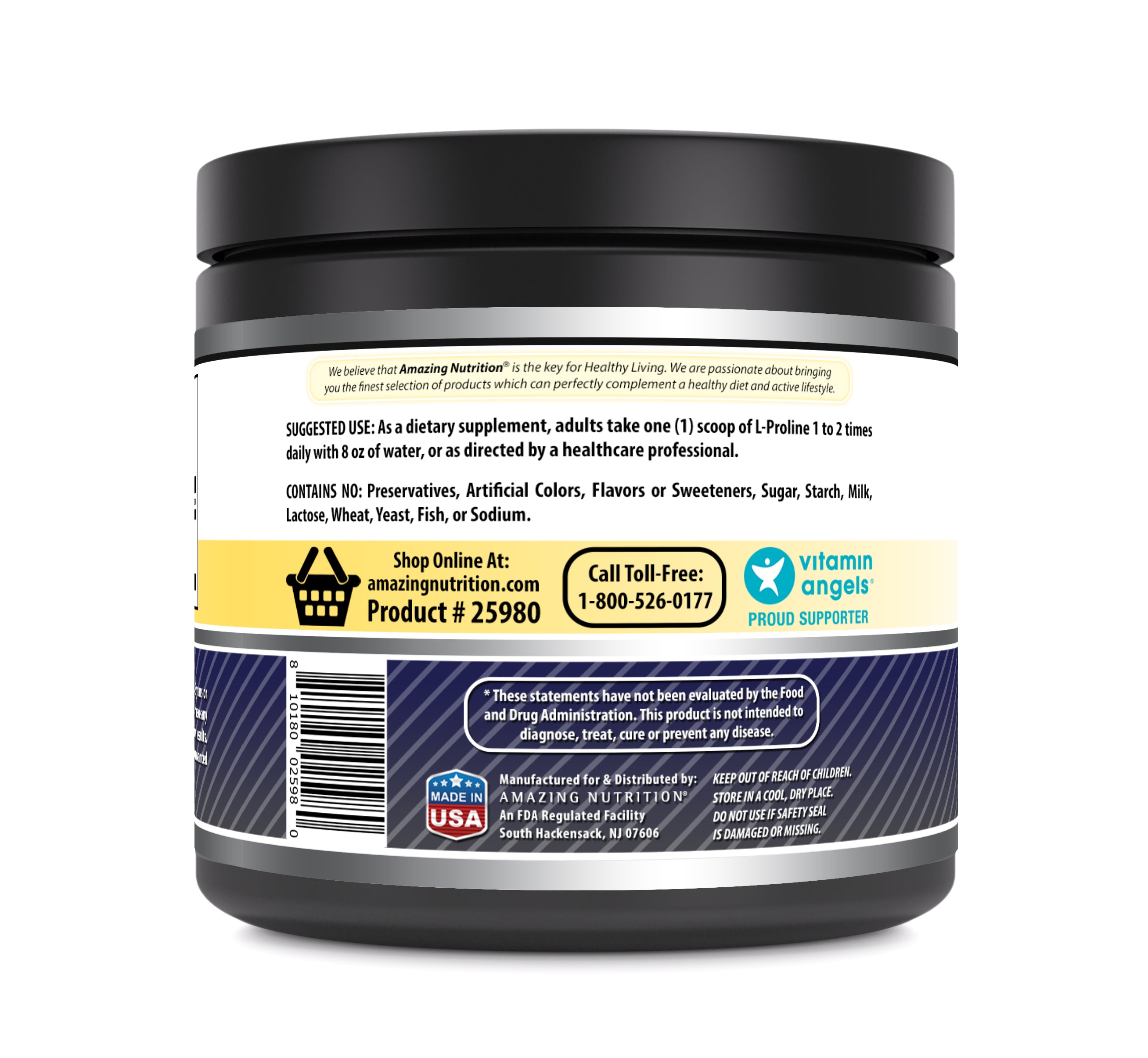 Amazing Formulas L-Proline | 100 Grams | 50 Servings | 2,000 Mg Per Serving