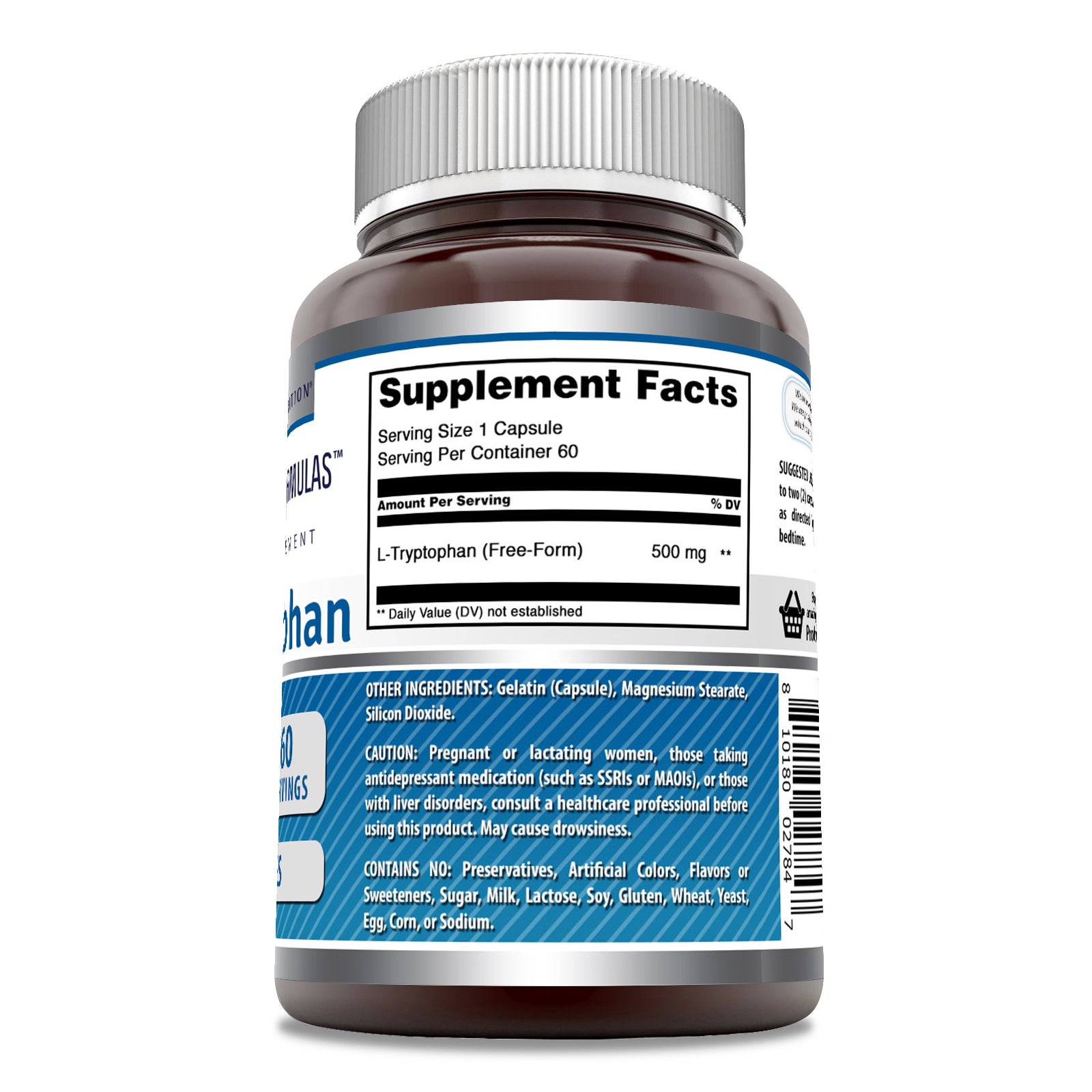 Amazing Formulas L-Tryptophan | 500 Mg | 60 capsules